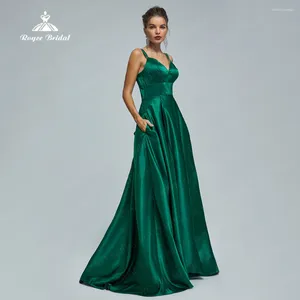 Sukienki imprezowe Zielona sukienka wieczorowa sukienka Po bocznej kieszeni spaghetti plamy vestidos para boda mujer tallas grandes v deciper imperium formalne