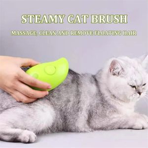 Pincel a vapor de gato gato cão helicóptero pente de pet spray elétrico massagem pente 3 in1 gatos pincel de cabelo USB Remoção de cabelo pente