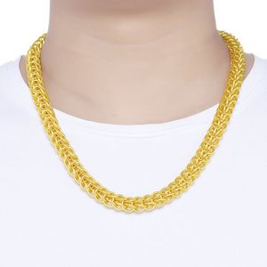 Hiphop tjock kedja 18k gul guldfylld cool mens halsband tung kedja gåva chunky smycken 60 cm lång 216k