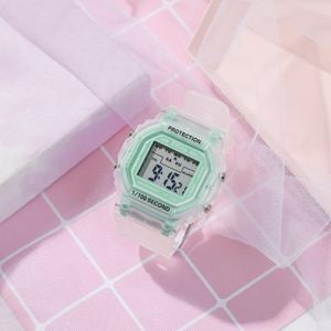 Wristwatches 2021 Fashion Transparent Digital Watch Square Women Watches Sports Waterproof Electronic Clock Drop 227V