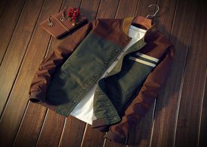 Mens Cotton Slim Baseball Jacket Biker Motorcycle Casat Outwear vender Windbreaker Green e Brown5835194