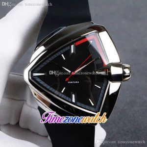 New A2824 Automatic Mens Watch Steel Case Red White Hands Gray Red Inner Black Dial Black Rubber Strap Timezonewatch TWHM E14b1 244z