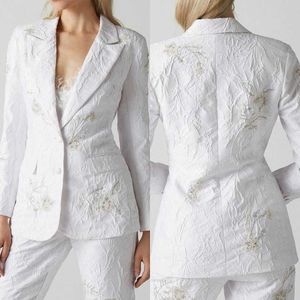 3D Pattern Wedding Women Pants Suits Slim Fit Floral Long Jacket Guest Wear Prom Party Formal 2 Pieces