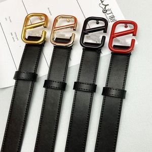 Fashion Smooth Buckle Belt Retro Design Thin Waist Belts for Men Womens Width 3 8CM Genuine Cowhide 3 Color Optional 273p