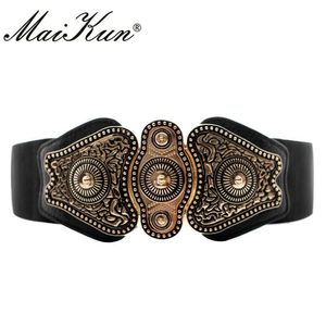 MaiKun Wide Belts for Women belt Designer Brand Elastic Belt High Quality 201117 240E
