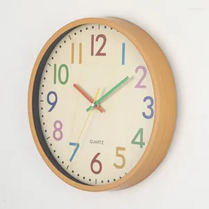 Wall Clocks Silent Kids Clock 12 Inch Non Ticking Quartz Battery Operated Colorful Decorative For Children Nursery Room Bedroom