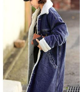women039s trench coats rugod coats xlong lamb velvet denim coat winter long for women single Brested Designed04887713