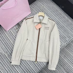 Leather Patchwork Women Jacket Letters Designer Long Sleeve Jackets Coats Casual Daily Zipper Jackets