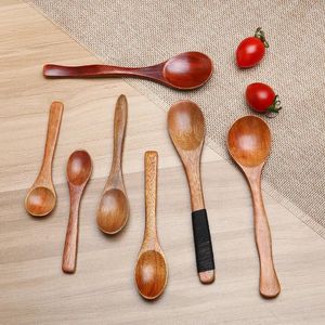 Coffee Scoops Japanese Style Small Wooden Spoon With Engraved Characters Mini Honey Jam Bath Salt Large Lacquer