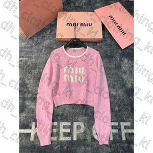 Topp Womens Designer T -shirt Svettkläder gör Muimiu Fashion New Dingdiamond Pullover Miumium Solglasögon Tröja för kvinnors handduk broderad 172