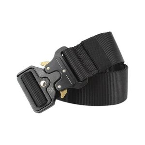 3 8CM Width Men Belt Nylon Tactical Army Belt For Trousers Metal Buckle Canvas Belts Outdoor Training Black Waist 188W