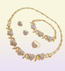 Yulaili ny design xoxo halsband smycken set kramar och kyssar jag älskar dig bröllop fest mode popstil guldpläterad smycken set9352011
