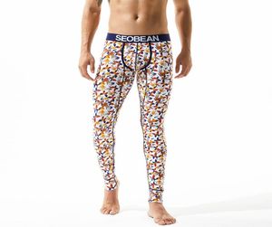 Homens de inverno Moda sexy long Johns algodão térmica Roufena amarela Flor aquecedora de perneiras longas Leggings High Quality6454621