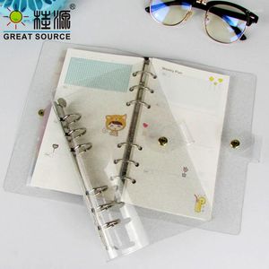 Candy Color Journal Leaf Loof 6 Rings Transparent Binder Notebook A5/A6/A7 Diário de menina fofa