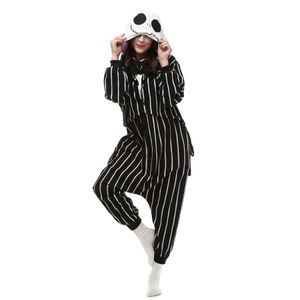 Kürbiskönig Jack Skellington Frauen und Männer Kigurumi Polar Fleece Kostüm für Halloween Carnival Neujahrsfeier Willkommensnotischer Versand 252s