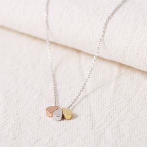 Fashion tricolor water drop Pendant Gold plated teardrops Necklace for women gift Wholesale 237e