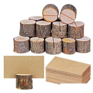 Party Decoration 20st Wood Table Holder Namn Place Cards Stand Stump Wedding Decorating Sign Wood Craft Menu Clip Card Supplies D DHFFN