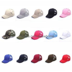 Favor de festas algodão liso Caps de beisebol personalizados Strapbacks ajustáveis para ADT Mens Wovens Curvados Chapéus esportivos em branco Golf Sol Cap fy dhn6f