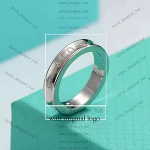 Tiffanyjewelry anéis designer anel de designer real sólido esterlina sier diamante anel de diamante solitário simples 1837 Ringa de banda fina redonda dedo para mulheres homens tiffanyjewelry 4571