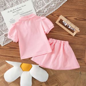 Baby Summer Polo Camisa Saias de 2 Peças Conjunto de meninas roupas de menina Menina de manga Putre