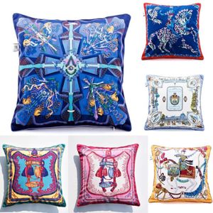 Cushion Decorative Pillow Velvet Fabric American Luxury Duplex Full Printing Home Sofa Cushion Cover Pillowcase Without Core Car Seat L 261D