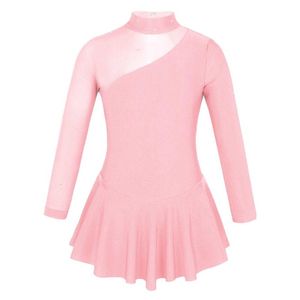 Stage Wear Kid Girls Ballet Dress Long Sleeves Leotard Tulle Tutu For Figure Ice Skating Roller QERFORMANCE Dancewear 246I