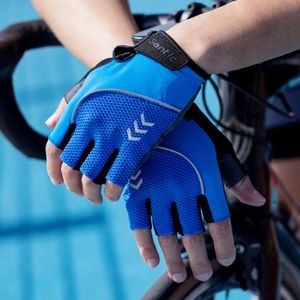 Сантические велосипедные перчатки с половиной пальцев, дышащие сетчатые велосипедные велосипеды против фарцирования, амортизирующие подушки велосипед