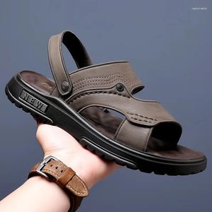 Sandals Designer Summer Summer Leather Platform Slip-On Men's Fashion Retro Men Soled Slippers Shoes Casual Driving Man Shoes