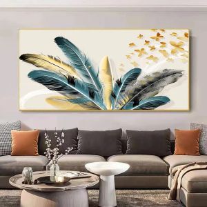Abstract Light Luxury Feather Futterfly Canvas Målningsaffischer och skriv ut väggkonstbilder vardagsrum heminredning oramad