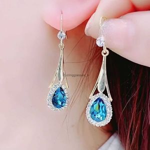 2024 brand New Korean Style Network Red Earrings Womens Blue Purple Crystal Luxury Versatile