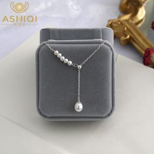 Ashiqi Natural Freshwater Pearl 925 Серебряное колье стерлингового серебряного ожерелья для моды.