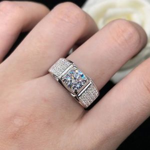 Solid 14 -krotny biały złoto AU585 Platinum PT950 Diamentowy pierścień