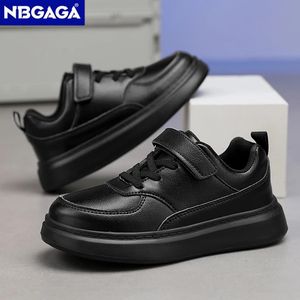 Fashion schwarze Kinder Schuhe PU Leder Kinder Casual Sneakers Schule Laufschuhe für Boy Girls weiße Tennis 240527