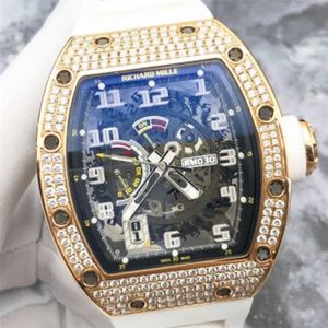 RM Luxury Wristwatches Automatic Movement Watches Swiss Made RM030 Men's Watch 18K Rose Gold med Diamond Set Date 40.7x49.5mm Automatisk mekanisk klocka O7ZQ