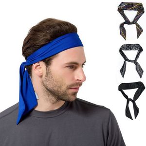 Women Men Striped Solid Tie Back Sport Headband Non-Slip Stretch Sweatbands Moisture Wicking Workout Yoga Running Headbands 3002