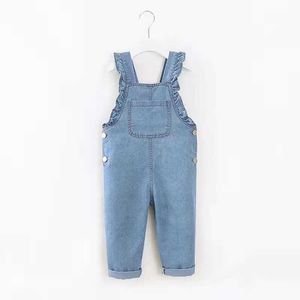 Overaller Rompers Ienes Lace Denim Top Dungaraes 2-6y Solid Color Girls Jeans Long Pants Jumpsuit Summer Thin Soft Mens Clothing WX5.26
