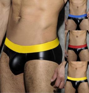 Underpants Men Briefs Sexy Rouphe Low Caist IMITAÇÃO Couro macho masculino masculina bulge bolsa gay5014951