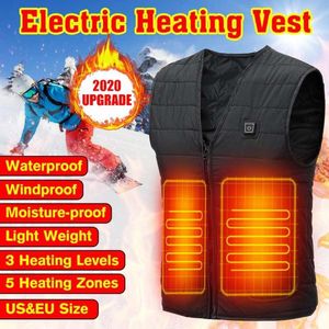 Men's plus size Outerwear Coats Vests Autumn Outdoor USB 5 Places Infrared Heating Vest Jacket Winter Flexible Electric Thermal Cl 284f