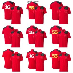 F1 Formula One Short Men's And Women's 2023 F1 Team T-Shirt Polo Suit Four Seasons Formula One Red Racing Suit Official Custom 375
