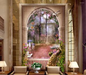 Wallpapers 3d Wallpaper European-style Garden Beautiful Fantasy Backdrop Entrance Hallway Mural Bathroom