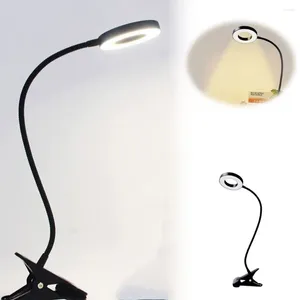 Tischlampen USB -LED -Clip auf leichter flexibler Schwebung Lesen Sie 10 dimmbare Helligkeit 3 ​​Modi Schreibtischlampe für Home Office -Arbeit