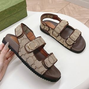 Piattaforme di stoffa figurate di punta aperta tela sandali spiaggia designer femminile slingback retrò tacchi piatti slip su muli di pelle di pecora da 2 cm slipper regolare la caviglia per vaction