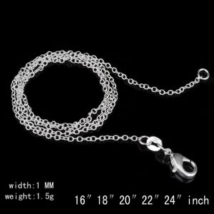 925 Sterling Silver Necklace Rolo O Chain Necklaces Jewelry 1mm 16'' -- 24'' 925 Silver DIY Chains Pendant Jewe 262O