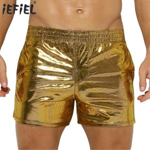 Mens shiny low rise shorts with pockets artificial leather shorts club clothing used for pole dancing music festivals and carnival costumes 240516