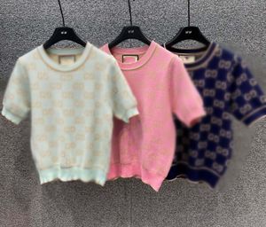 Kvinnors stickor Tees T -skjortor stickad tröja för kvinnor designer mönster tees korta ärm pullover toppar