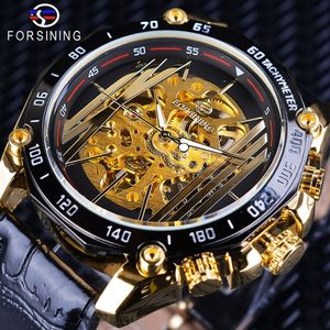 Forsining Big Dial Steampunk Design Luxury Golden Gear Movement Men Creative Openwork Watches Automatic Mechanical Wrist Watches 245p