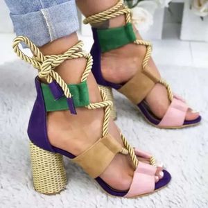 High Sandals s Cross Heels Patchwork Tied Summer Fashion Ladies Shoes Pointed Toe Ankle Strap Chaussures Femme 861 Sandal Cro Heel Fahion Ladie S 7ff hoe Chauure