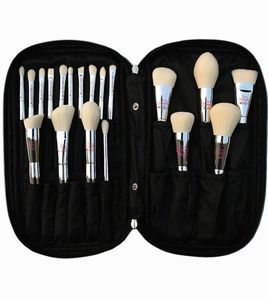 Professional 19st Makeup Brush Set Live Beauty Fullt Silver Cosmetic Brushes Kit With Bag Face Eyes Make Up Collection Tools6709906