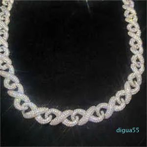كامل المثلج مربع كلاسيكي Clasp Moissanite Cuban Link Chain Fine Hip Hop Men Jewelry Cuban Necklace Bling Diamond Chain