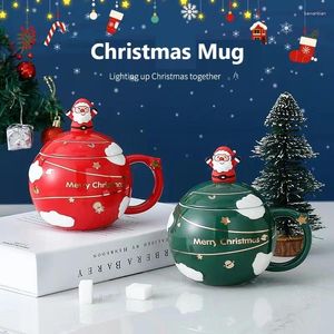 Tassen 2024 kreative Weihnachtskaffeetassen Schneemann Santa Claus Cartoon Wasserflasche Kawaii Milk Tea Tasse für Kinder Geschenk